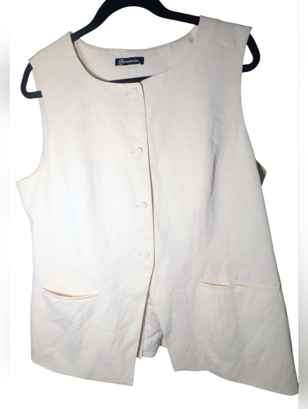 PrettyGarden Cream Button Front Tailored Vest XL EUC